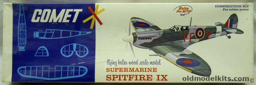Comet Supermarine Spitfire IX - 20 inch Wingspan Flying Balsa Airplane Model, 3402-149 plastic model kit